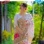Screen Print Comfortable Half Silk Saree For Women