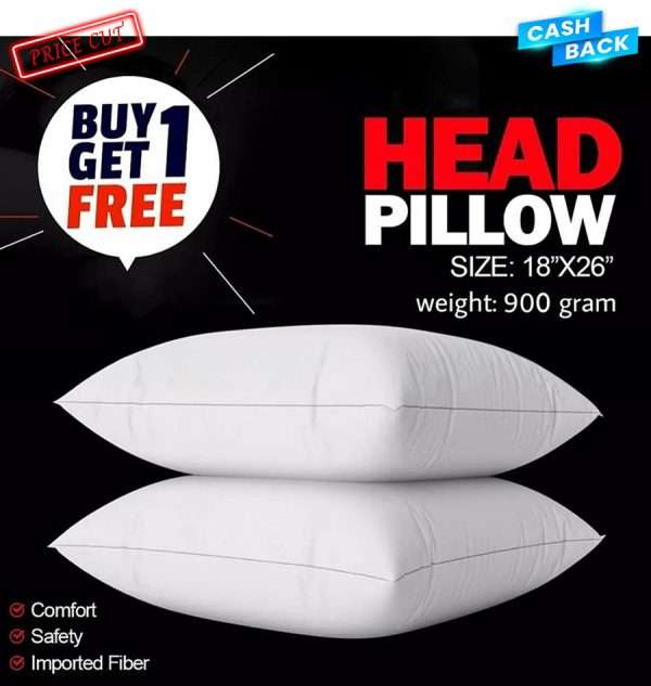 Exclusive Korean fiber Head pillow standard 18*26 size Cotton Fabric Head Pillow ( Buy 1 get 1 )