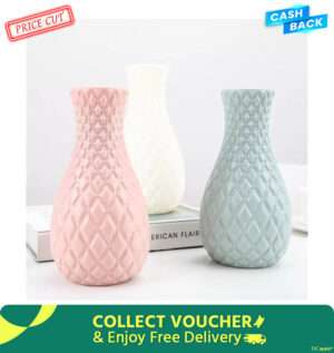 Nordic style diamond pattern vase fake plastic flower vase pot home decoratio(1psc)