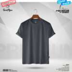 GoodMan Premium Quality Dark Ash Color Solid Cotton Short Sleeve T Shirt for Men.