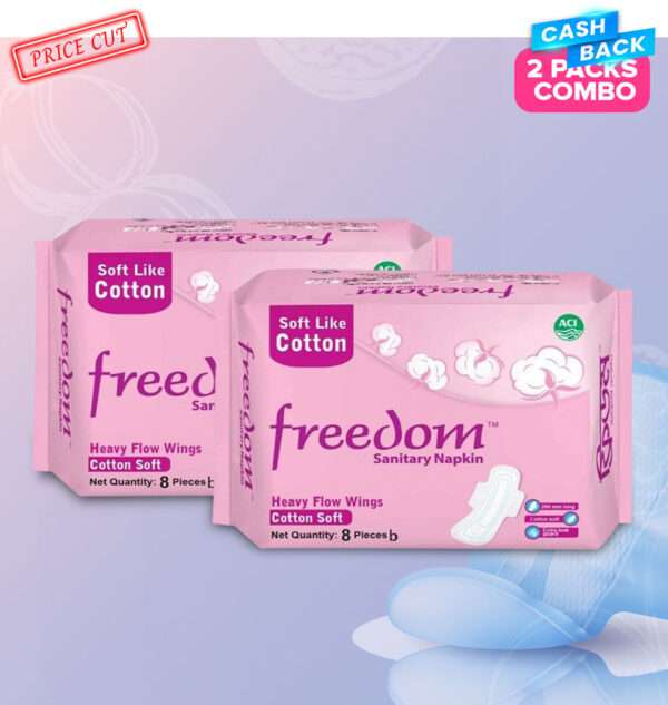 Freedom Sanitary Napkin Heavy Flow Cotton 8 pads (Combo)