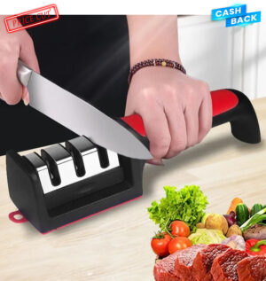 Kitchen 3-Segment Knife Sharpener Household Multi-Functional Hand-Held 3-Purpose Black Sharpening Stone