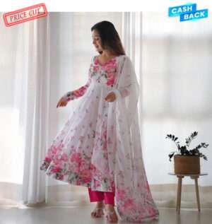 Redqymdqe Exclusive Stylish Three-Piece Digital Print Japani Silk for Women