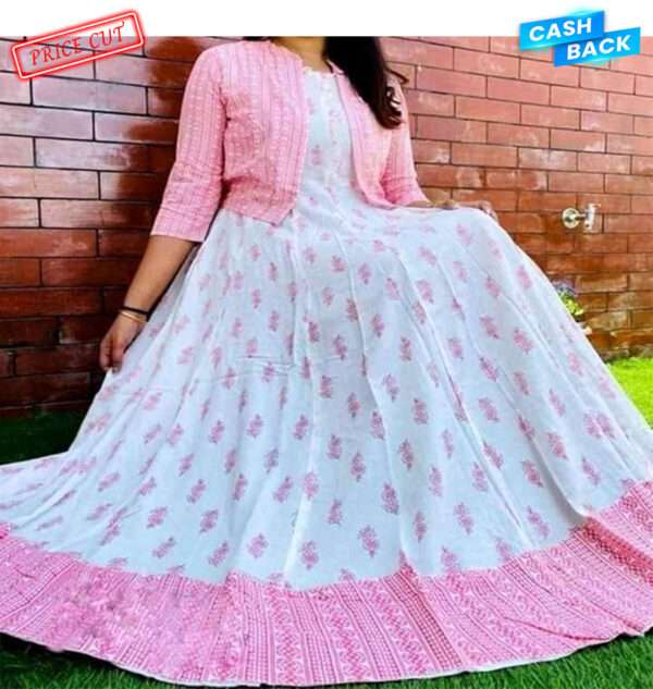 China Lilen Fabrics Gown 1piece long kurti different koti, Gown long kurti
